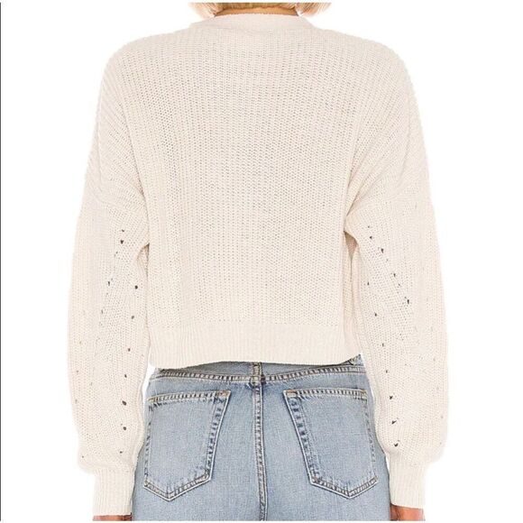 Line & Dot Scarlett Pointelle Cardigan Cream Sweater Women's Large - Picture 15 of 15